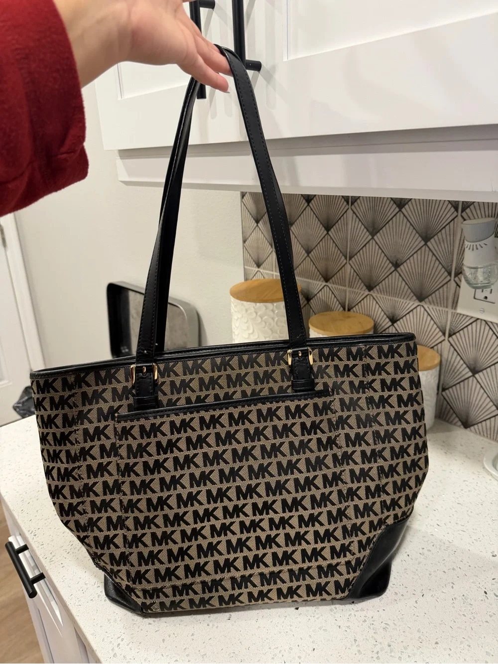 Michael Kors Black and Brown MK Logo Tote